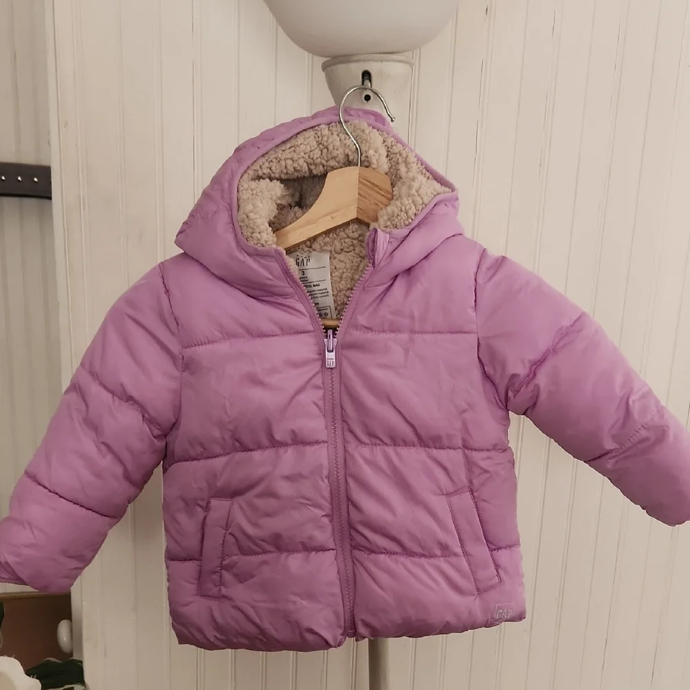 Baby‎ Gap ColdControl Max Purple Sherpa Lined Puffer Jacket Toddler 3 Years Coat